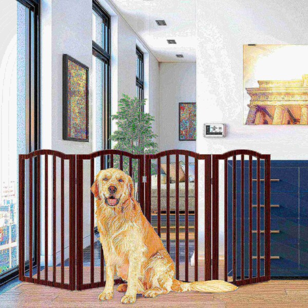 Pet Adobe Pet Adobe Freestanding Scallop Top Pet Gate (Brown) - 983063GWE