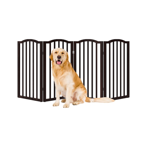Pet Adobe Pet Adobe Freestanding Scallop Top Pet Gate (Brown) - 983063GWE