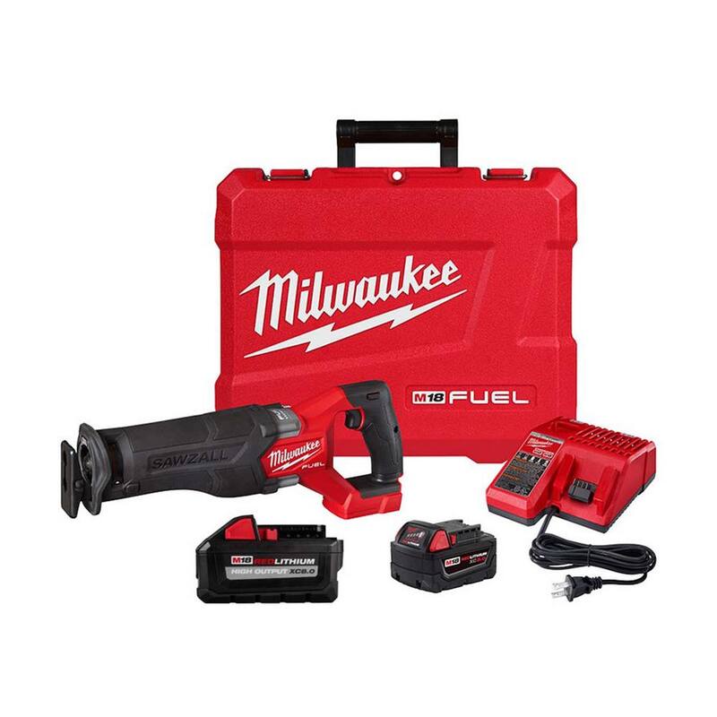 Sierra reciprocante inalámbrica Milwaukee M18 FUEL 18V de iones de litio sin escobillas con kit de sierra de sable SAWZALL y batería de 8Ah - 2821-21-48-11-1880