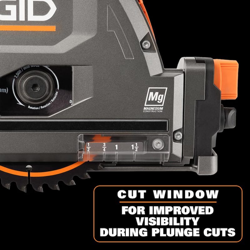 Sierra circular de riel inalámbrica sin escobillas RIDGID 18V de 6-1/2 pulgadas (Herramienta solamente) - R48630B