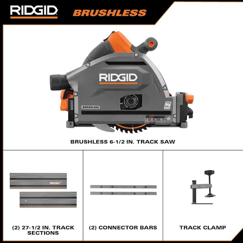 Sierra circular de riel inalámbrica sin escobillas RIDGID 18V de 6-1/2 pulgadas (Herramienta solamente) - R48630B