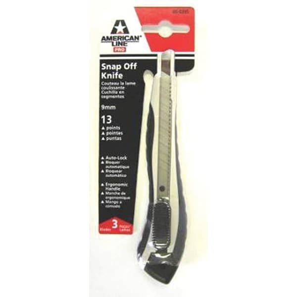 American Line Razor Utility Knife, 3-15/16 in L Blade, 9 mm W Blade, Carbon Steel Blade, Ergonomic Handle - 66-0399