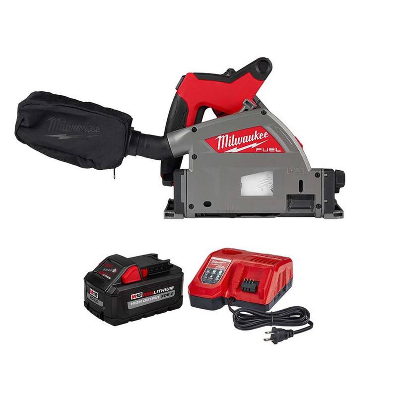 Sierra eléctrica inalámbrica Milwaukee M18 FUEL 18V de ion de litio sin escobillas 6-1/2 pulgadas con corte en pendiente con batería de 8.0Ah y cargador - 2831-20-48-59-1880.