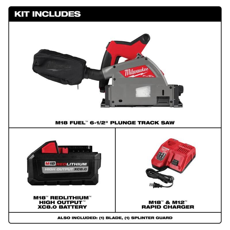 Sierra eléctrica inalámbrica Milwaukee M18 FUEL 18V de ion de litio sin escobillas 6-1/2 pulgadas con corte en pendiente con batería de 8.0Ah y cargador - 2831-20-48-59-1880.