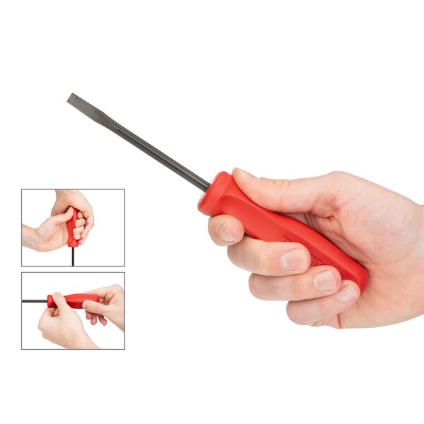 Tekton 1/4 Inch Slotted Hard Handle Screwdriver (Black Oxide Blade) - DSS11250