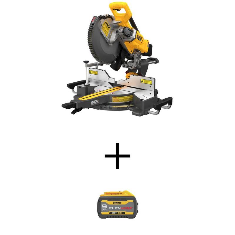 Sierra ingletadora deslizante inalámbrica DEWALT de 12 pulgadas con batería de iones de litio FLEXVOLT de 20V/60V MAX de 9.0Ah - DCS781BWDCB609