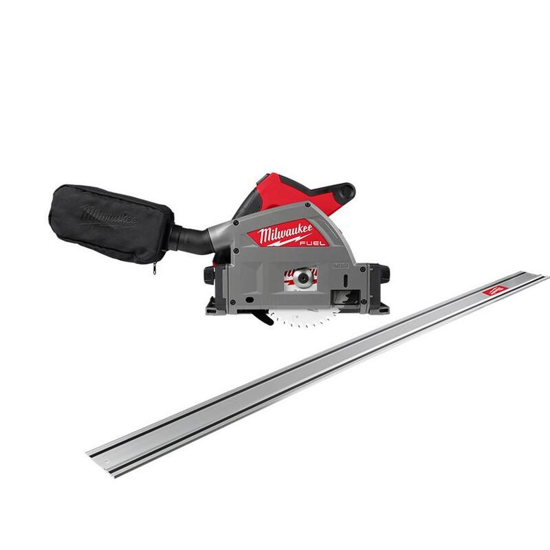 Sierra de riel de corte por inmersión sin escobillas Milwaukee M18 FUEL de 18V de 6-1/2 pulgadas con riel de guía de sierra de 106 pulgadas - 2831-20-48-08-0572