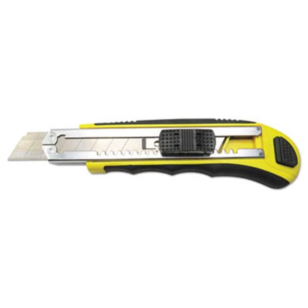 Boardwalk Straight-Edged Rubber-Gripped Retractable Snap Blade KnifeBlack & Yellow - UKNIFE25