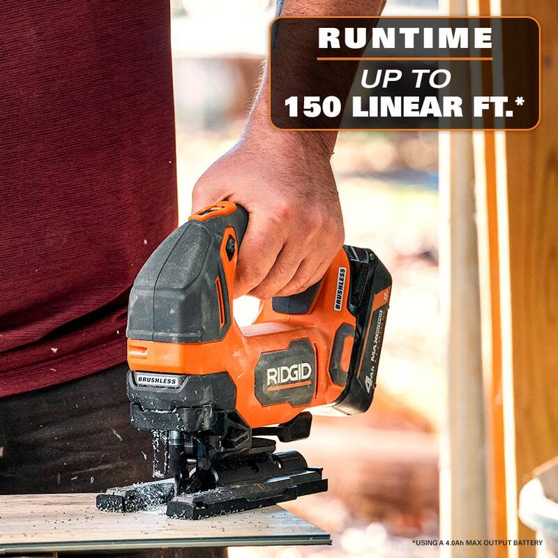 Sierra de calar inalámbrica RIDGID 18V sin escobillas con (2) baterías de 4.0 Ah, cargador y estuche - R86344B-AC93044SBN