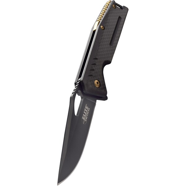 Master Cutlery 2018 Master Fldr, 3.5In Blk Bld, Blk Cf Hndl, W/ Pc - MAS-ET-1013