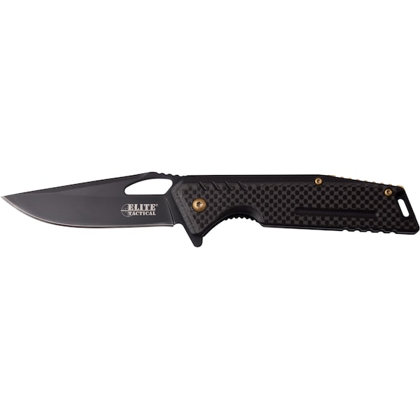 Master Cutlery 2018 Master Fldr, 3.5In Blk Bld, Blk Cf Hndl, W/ Pc - MAS-ET-1013