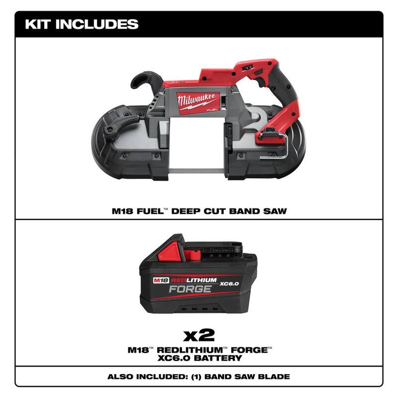 Milwaukee M18 FUEL Sierra de Cinta Inalámbrica de Corte Profundo de Ion de Litio de 18V sin Escobillas con (2) Baterías FORGE de 6 Ah - 2729-20-48-11-1861P