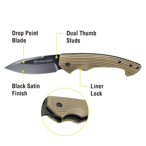 Kilimanjaro Folding Knife - Firma - Black Finish - 910015