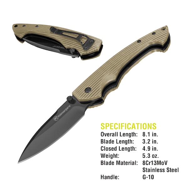 Kilimanjaro Folding Knife - Firma - Black Finish - 910015