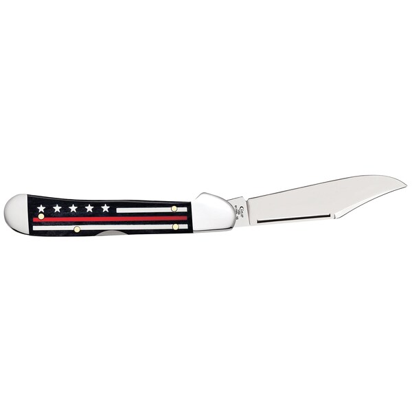 Case Cutlery Case Stripes Of Service Smooth Black Bone W/Color Inlays Red Line Mini Copperlock 61749L Ss - CAS-07312