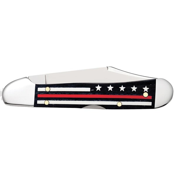 Case Cutlery Case Stripes Of Service Smooth Black Bone W/Color Inlays Red Line Mini Copperlock 61749L Ss - CAS-07312
