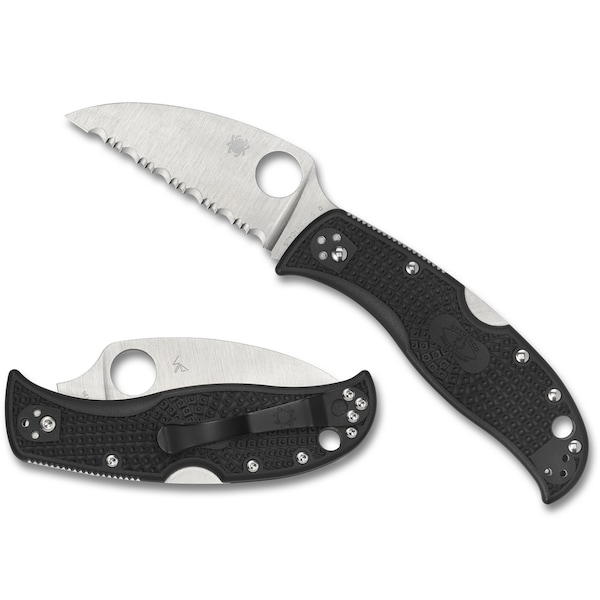 Spyderco 2023 Spyderco, Reveal V5, Rockjumper, Serrated Blade, Black Frn Handles - SPY-C254SBK