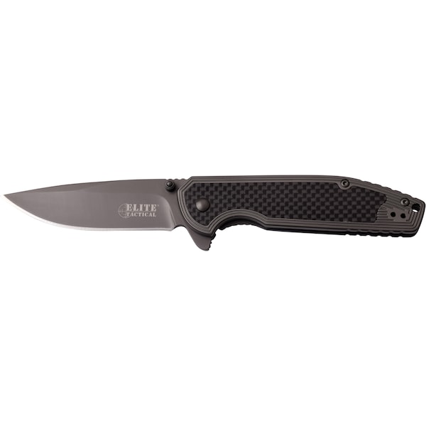 Master Cutlery 2018 Master Fldr, 3.5In Gry Ti Bld, Cf Ss Hndl, W/ Pc - MAS-ET-1007