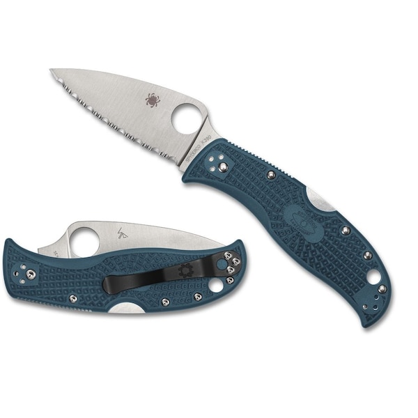 Spyderco 2024 Spyderco Reveal 13 Leafjumper Blue Lightweight K390, Serrated Edge - SPY-C262SBLK390
