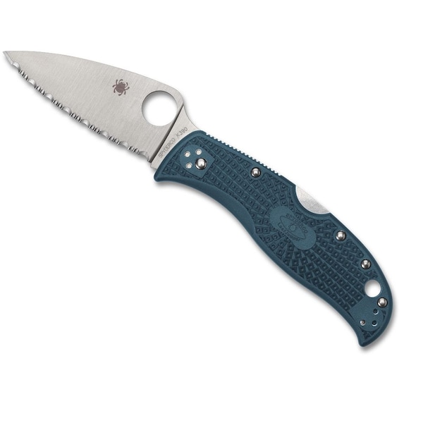 Spyderco 2024 Spyderco Reveal 13 Leafjumper Blue Lightweight K390, Serrated Edge - SPY-C262SBLK390