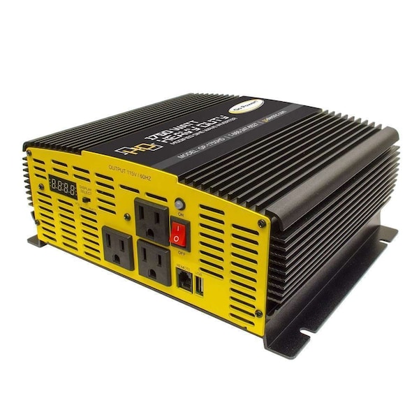 Go Power! Power Inverter, Modified Sine Wave, 3,500 W Peak, 1,750 W Continuous, 3 Outlets - 80177