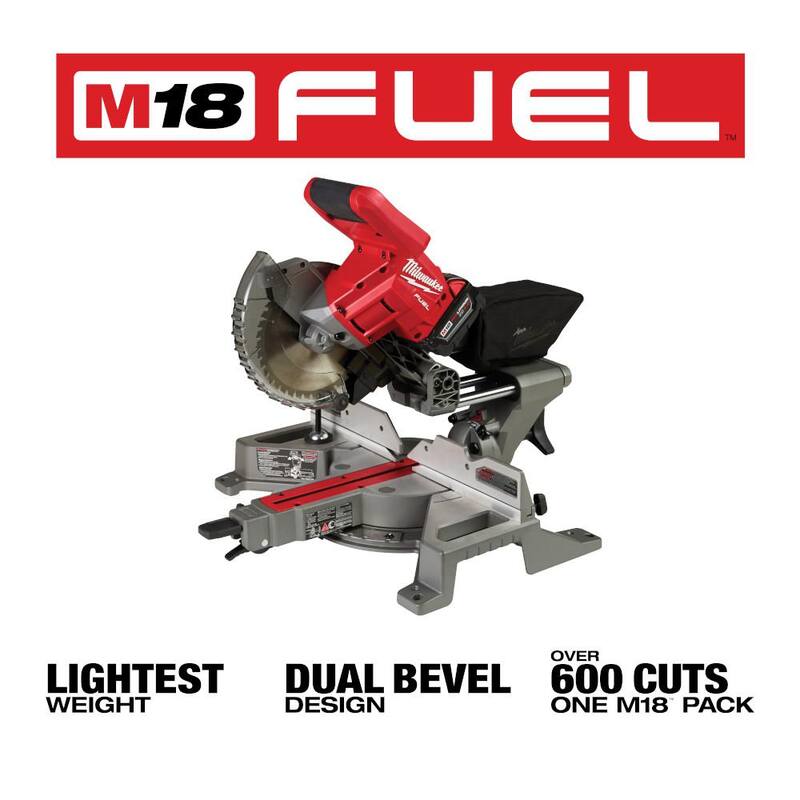 Sierra ingletadora compuesta deslizante de doble bisel Milwaukee M18 FUEL de 18V con motor sin escobillas y batería de 5.0Ah - 2733-21