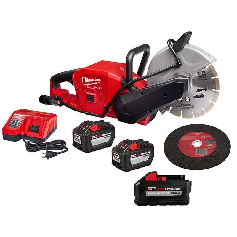 Milwaukee M18 FUEL ONE-KEY Sierra de corte inalámbrica sin escobillas de 18V de 9 pulgadas con batería de 8.0 ah - Kit de sierra 2786-22HD-48-11-1880