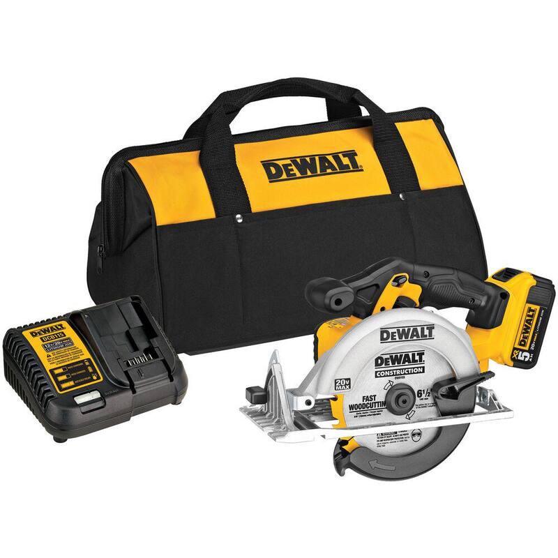 DEWALT Sierra Circular inalámbrica de 20V MAX de 6-1/2 in. con (1) batería de 20V 5.0Ah y cargador - DCS391P1