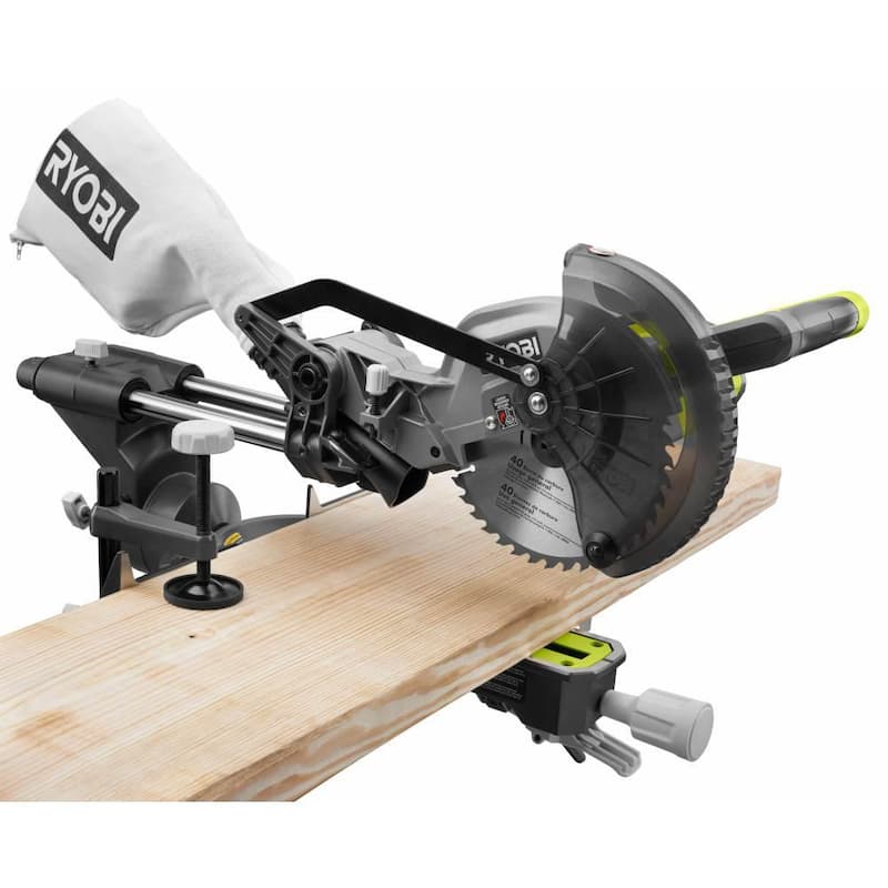 RYOBI ONE+ 18V Sierra ingleteadora compuesta deslizante inalámbrica de 7-1/4 pulgadas (herramienta solamente) con una cuchilla extra de 7-1/4 pulgadas (1 pieza) - PBT01B-A067101.