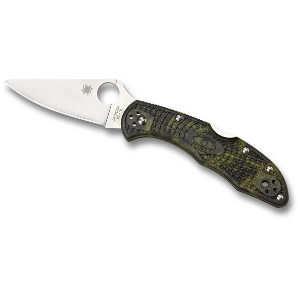 Spyderco 2024 Spyderco Delica 4 Lightweight Green Zome Flat Ground Plain - SPY-C11ZFPGR