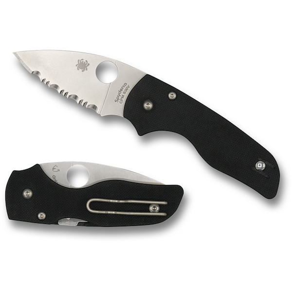 Spyderco 2024 Spyderco Lil' Native G-10 Black Compression Lock Serrated - SPY-C230GS