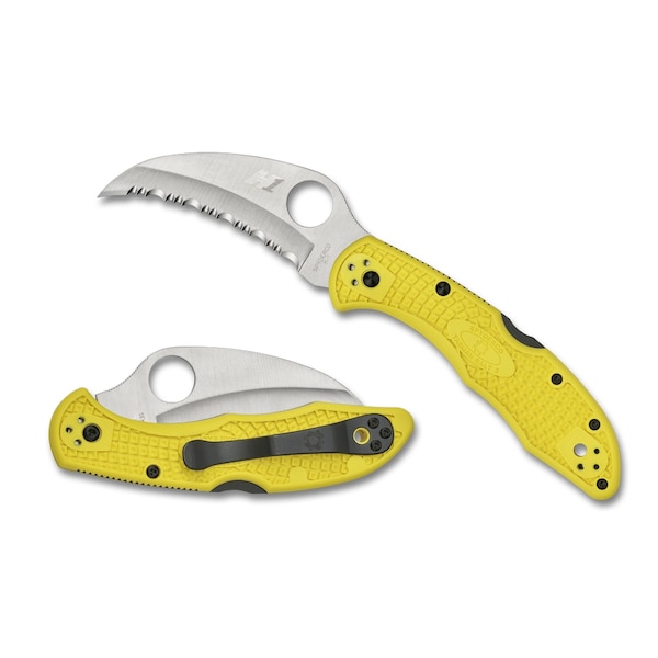 Spyderco 2024 Spyderco Tasman Salt 2 Lightweight Yellow H1 Serrated - SPY-C106SYL2