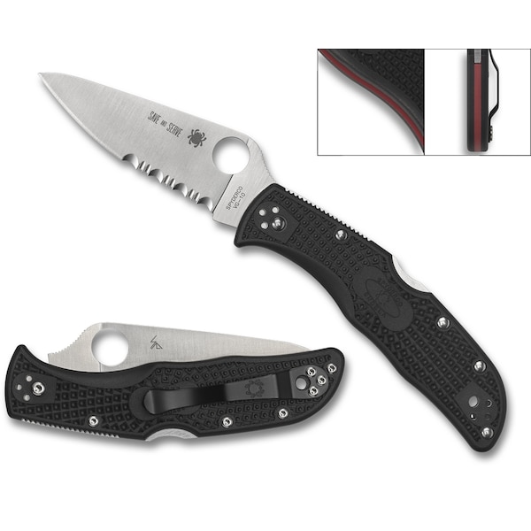 Spyderco 2023 Spyderco Reveal 8 Endela Wildland Firefighter Foundation, Lightweight Black, Flat Ground Combo - SPY-C243FPSBKRD