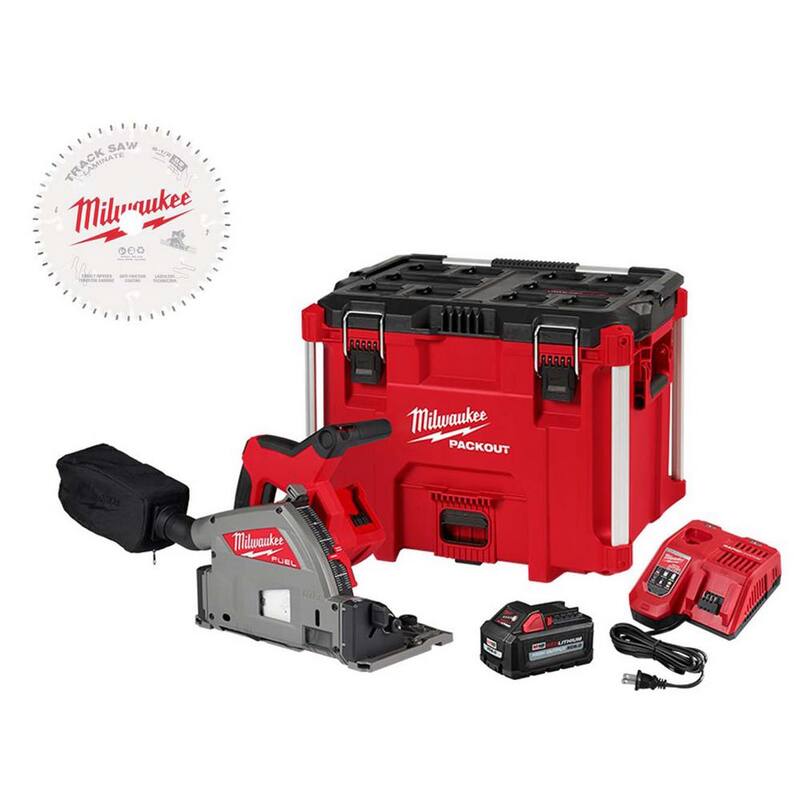 Milwaukee M18 FUEL 18V Sierra circular sumergible sin escobillas inalámbrica de 6-1/2 pulgadas con kit de combo de riel de corte de carburo de litio-ion - 2831-21-48-40-0643