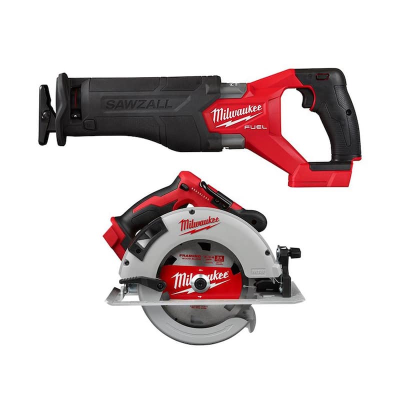 Sierra reciproca sin escobillas inalámbrica Milwaukee M18 FUEL GEN-2 de 18V y sierra circular de 7-1/4 pulgadas (2 herramientas) - 2821-20-2631-20