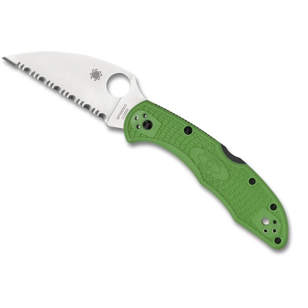 Spyderco 2023 Spyderco Salt 2, Lightweight Green, Serrated Wharncliffe Lc200N Steel, Reveal 7 - SPY-C88FSWCGR2