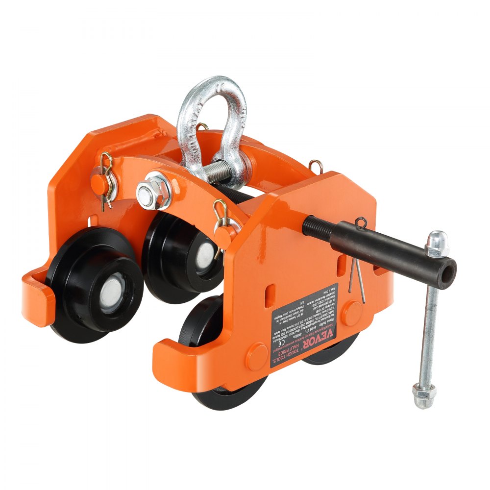 VEVOR Manual Trolley, 4400 lbs/2 Ton Load Capacity, Push Beam Trolley with Dual Wheels, Adjustable for I-Beam Flange Width 2.8" to 6.7", Heavy Duty Alloy Steel Garage Hoist for Straight Curved I Beam - JDSSTXC2T3756SX19V0