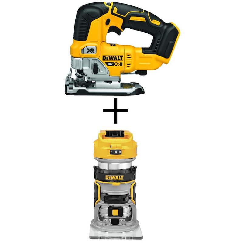 DEWALT 20V MAX XR Sierra de calar inalámbrica sin escobillas y enrutador sin escobillas de 20V MAX XR (solo herramientas) - DCS334BW600B
