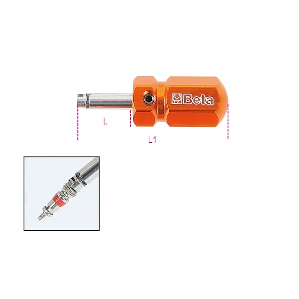 Beta 986 Tire Valve Screwdriver, Short Model 1.9 in Long - 009860048