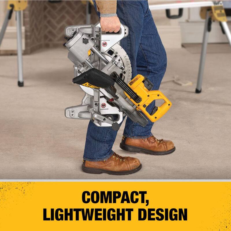 Sierra ingletadora deslizante inalámbrica DEWALT 20V MAX de 7-1/4 pulgadas con batería de 6.0 Ah, batería de 4.0 Ah, cargador y estuche - DCS361BWCB2460C
