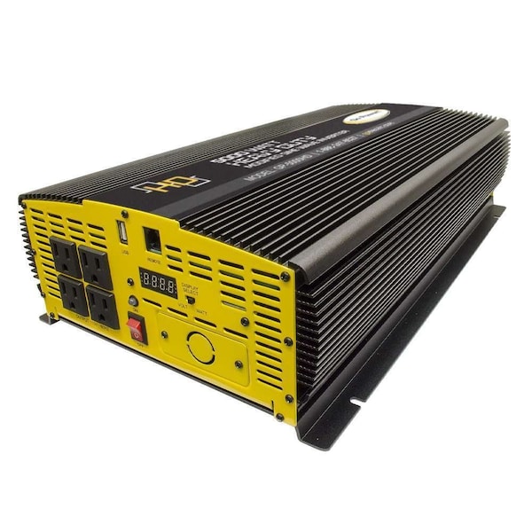 Go Power! Power Inverter, Modified Sine Wave, 10,000 W Peak, 5,000 W Continuous, 4 Outlets - 80179
