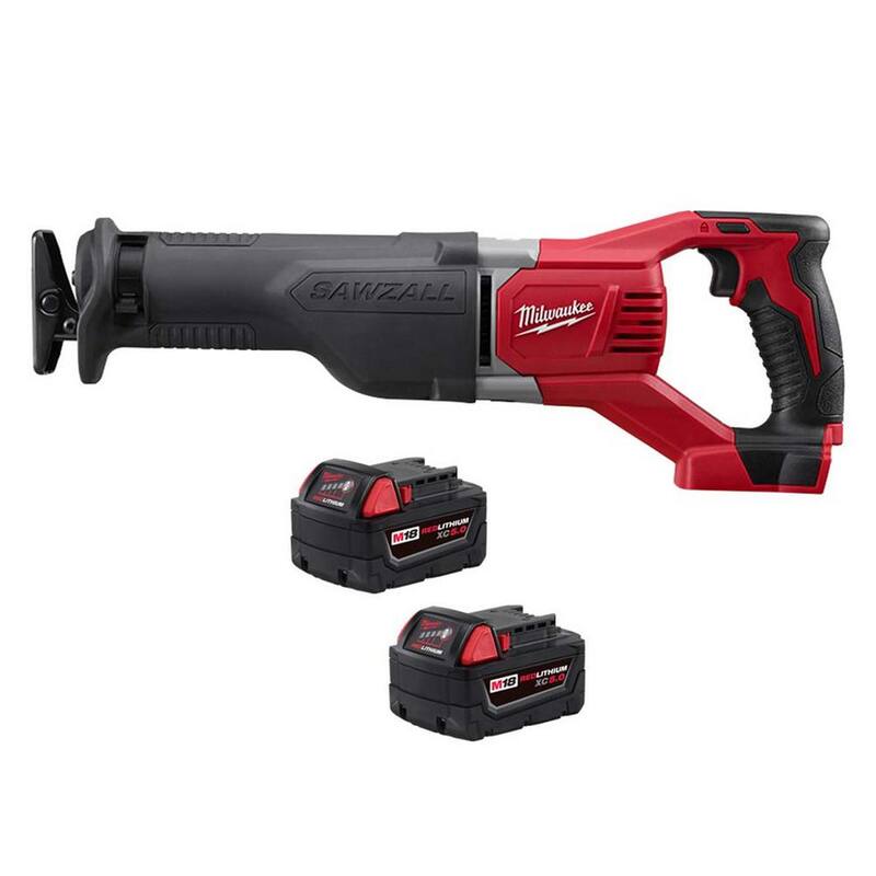 Sierra recíproca inalámbrica Milwaukee M18 18 volts de Ion de Litio con (2) baterías M18 5.0Ah - 2621-20-48-11-1852