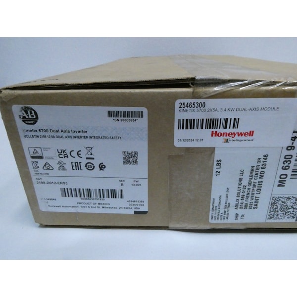 Allen Bradley KINETIX 5700 DUAL AXIS INVERTER 458-747V-DC 0-460V-AC 3PH 3.4KW SERVO DRIVES AND AMPLIFIER - 2198-D012-ERS3