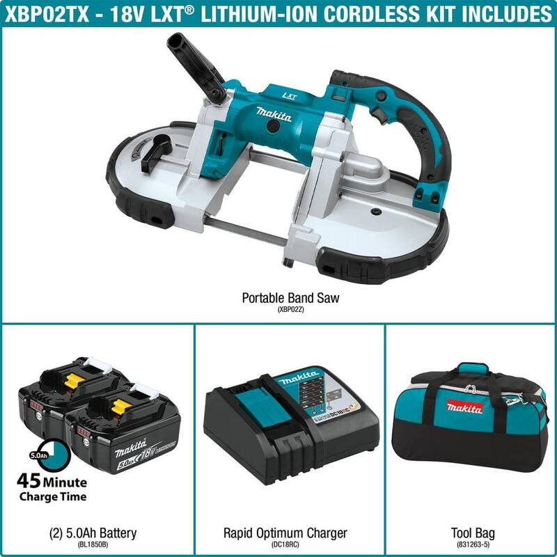 Sierra de banda portátil inalámbrica de iones de litio Makita 18V LXT 5.0Ah - XBP02TX