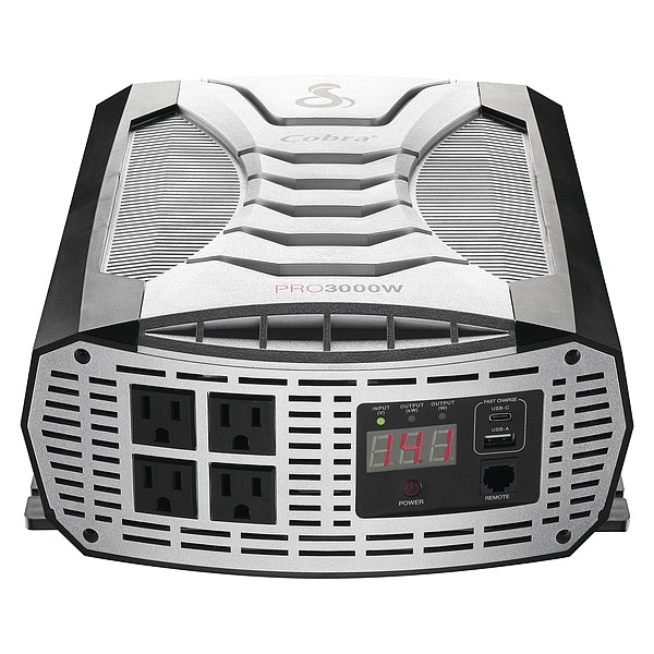 Cobra Electronics Power Inverter, 6,000 W Peak, 3,000 W Continuous, 4 Outlets - CPI3000W