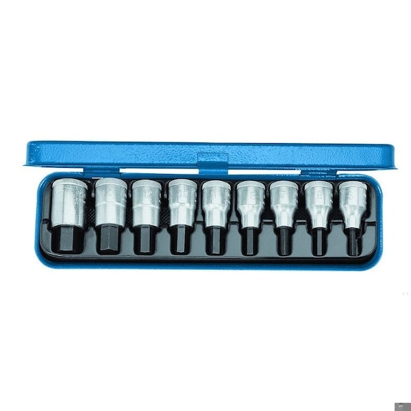 Gedore Screwdriver Bit Socket Set, 1/2", 5-17mm, Number of Pieces: 9 - IN 19 PM
