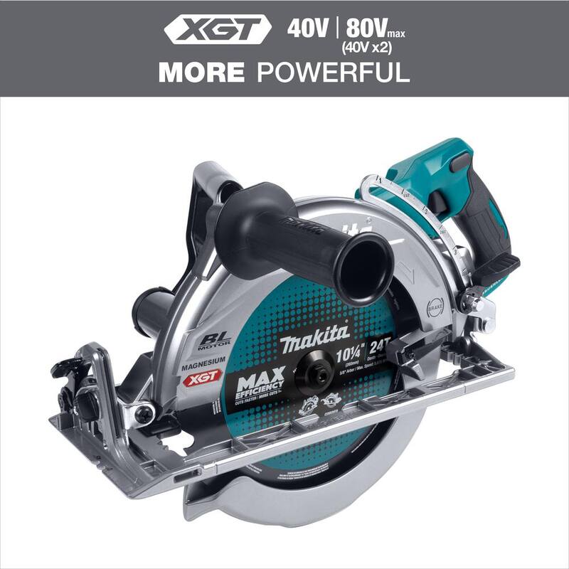 Sierra circular inalámbrica sin escobillas Makita 40V Max XGT con mango trasero y capacidad AWS de 10-1/4 pulgadas (herramienta solamente) - GSR02Z.
