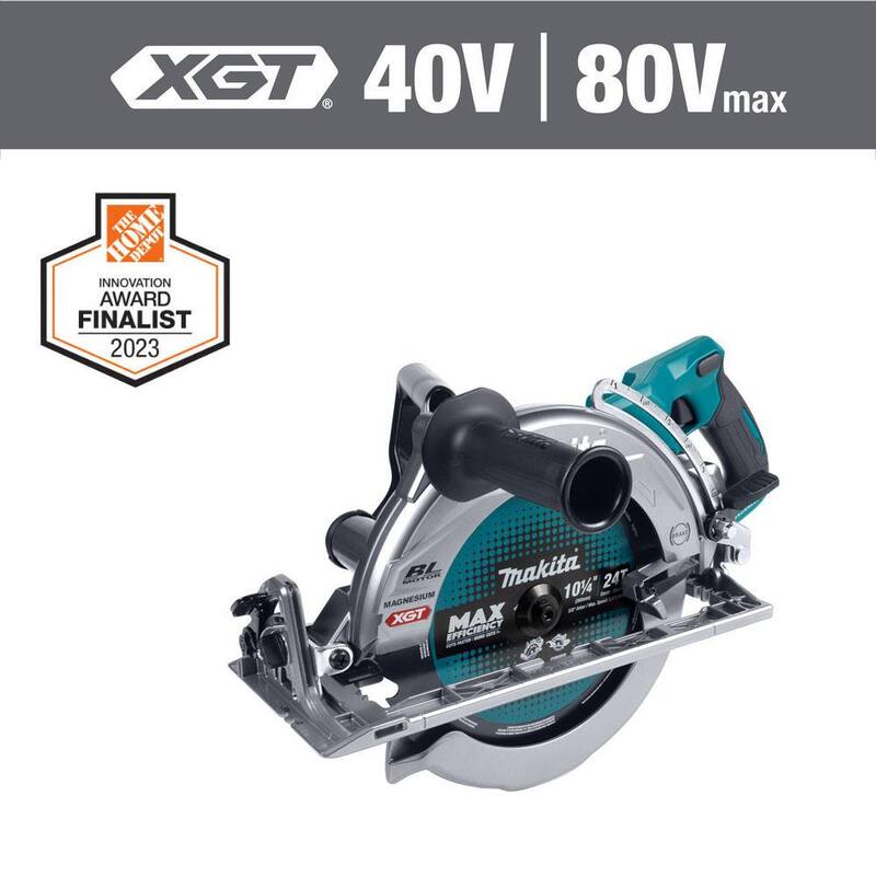 Sierra circular inalámbrica sin escobillas Makita 40V Max XGT con mango trasero y capacidad AWS de 10-1/4 pulgadas (herramienta solamente) - GSR02Z.