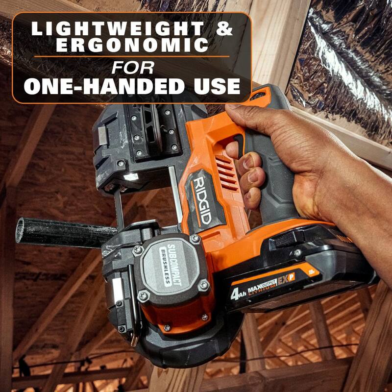 Sierra de banda inalámbrica sin escobillas y compacta de una mano RIDGID 18V (Herramienta solamente) - R87040B