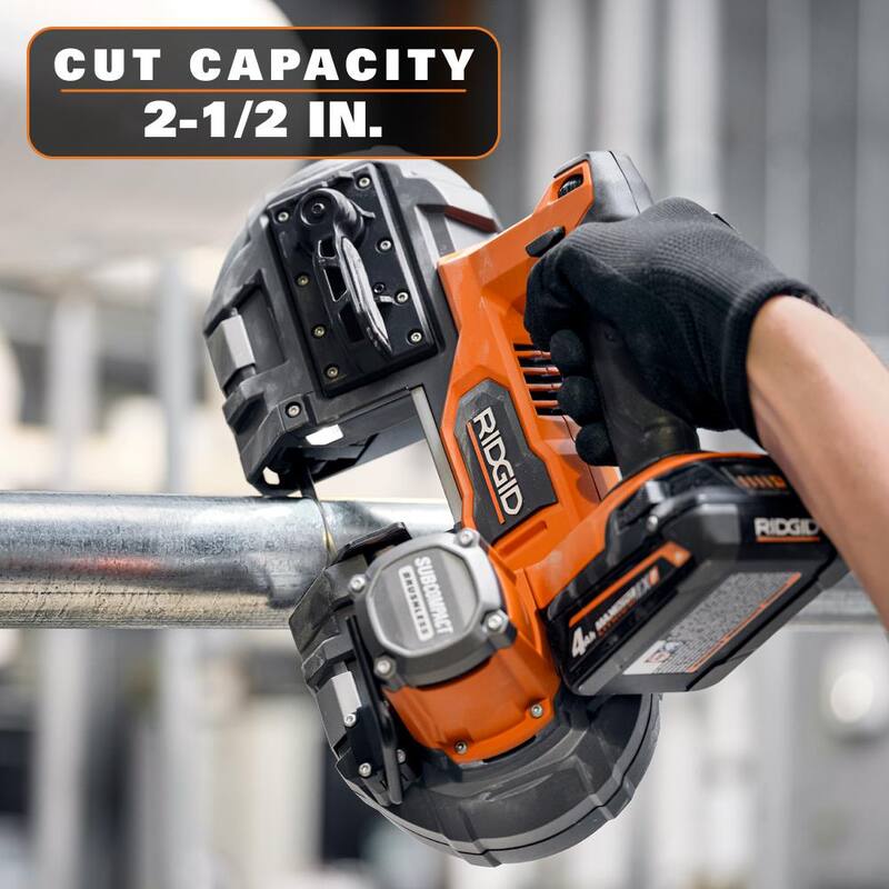 Sierra de banda inalámbrica sin escobillas y compacta de una mano RIDGID 18V (Herramienta solamente) - R87040B